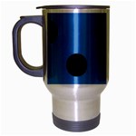 Polka Dots - Black on Steel Blue Travel Mug (Silver Gray)