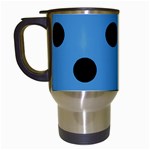 Polka Dots - Black on Steel Blue Travel Mug (Black)