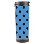 Polka Dots - Black on Steel Blue Travel Tumbler