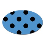 Polka Dots - Black on Steel Blue Magnet (Oval)