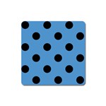 Polka Dots - Black on Steel Blue Magnet (Square)