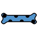 Polka Dots - Black on Steel Blue Magnet (Dog Bone)