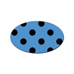 Polka Dots - Black on Steel Blue Sticker Oval (100 pack)