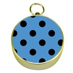 Polka Dots - Black on Steel Blue Gold Compass
