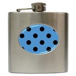 Polka Dots - Black on Steel Blue Hip Flask (6 oz)