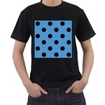 Polka Dots - Black on Steel Blue Men s T-Shirt (Black)