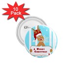 Santa Claus Reindeer Christmas 1.75  Buttons (10 pack)