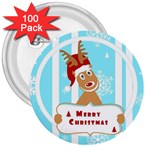 Santa Claus Reindeer Christmas 3  Buttons (100 pack) 