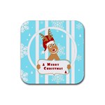 Santa Claus Reindeer Christmas Rubber Coaster (Square) 