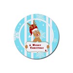 Santa Claus Reindeer Christmas Rubber Round Coaster (4 pack) 