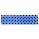 Polka Dots - Black on Cornflower Blue Satin Scarf (Oblong)