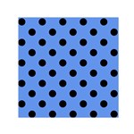 Polka Dots - Black on Cornflower Blue Small Satin Scarf  (Square)