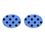 Polka Dots - Black on Cornflower Blue Cufflinks (Oval)