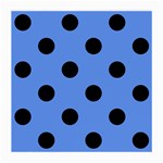 Polka Dots - Black on Cornflower Blue Medium Glasses Cloth