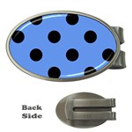 Polka Dots - Black on Cornflower Blue Money Clip (Oval)