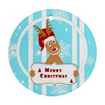 Santa Claus Reindeer Christmas Round Ornament (Two Sides) 