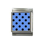 Polka Dots - Black on Cornflower Blue Italian Charm (13mm)