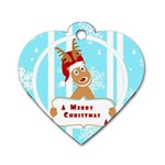 Santa Claus Reindeer Christmas Dog Tag Heart (Two Sides)