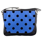 Polka Dots - Black on Cornflower Blue Messenger Bag
