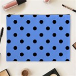 Polka Dots - Black on Cornflower Blue Cosmetic Bag (XL)
