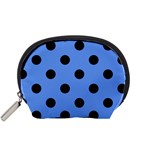 Polka Dots - Black on Cornflower Blue Accessory Pouch (Small)