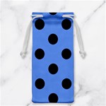 Polka Dots - Black on Cornflower Blue Jewelry Bag