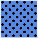 Polka Dots - Black on Cornflower Blue Canvas 16  x 16 