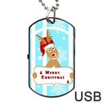 Santa Claus Reindeer Christmas Dog Tag USB Flash (One Side)