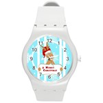 Santa Claus Reindeer Christmas Round Plastic Sport Watch (M)
