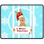 Santa Claus Reindeer Christmas Double Sided Fleece Blanket (Medium) 