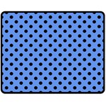 Polka Dots - Black on Cornflower Blue Double Sided Fleece Blanket (Medium) (Two Sides)