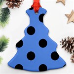 Polka Dots - Black on Cornflower Blue Christmas Tree Ornament (Two Sides)