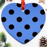 Polka Dots - Black on Cornflower Blue Ornament (Heart)