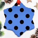 Polka Dots - Black on Cornflower Blue Snowflake Ornament (Two Sides)