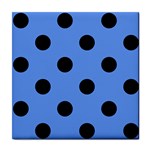 Polka Dots - Black on Cornflower Blue Tile Coaster