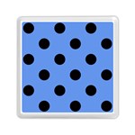Polka Dots - Black on Cornflower Blue Memory Card Reader with Storage (Square)
