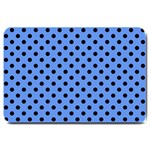 Polka Dots - Black on Cornflower Blue Large Doormat