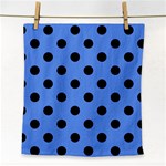 Polka Dots - Black on Cornflower Blue Face Towel
