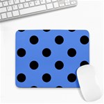 Polka Dots - Black on Cornflower Blue Small Mousepad
