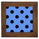 Polka Dots - Black on Cornflower Blue Framed Tile