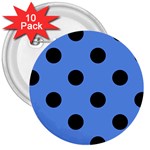 Polka Dots - Black on Cornflower Blue 3  Button (10 pack)