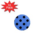 Polka Dots - Black on Cornflower Blue 1  Mini Magnet (10 pack)