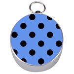 Polka Dots - Black on Cornflower Blue Silver Compass