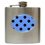Polka Dots - Black on Cornflower Blue Hip Flask (6 oz)