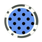 Polka Dots - Black on Cornflower Blue Poker Chip Card Guard