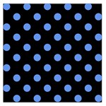 Polka Dots - Cornflower Blue on Black Large Satin Scarf (Square)