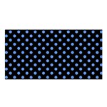 Polka Dots - Cornflower Blue on Black Satin Shawl