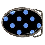 Polka Dots - Cornflower Blue on Black Belt Buckle