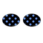 Polka Dots - Cornflower Blue on Black Cufflinks (Oval)
