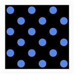 Polka Dots - Cornflower Blue on Black Medium Glasses Cloth (2 Sides)
